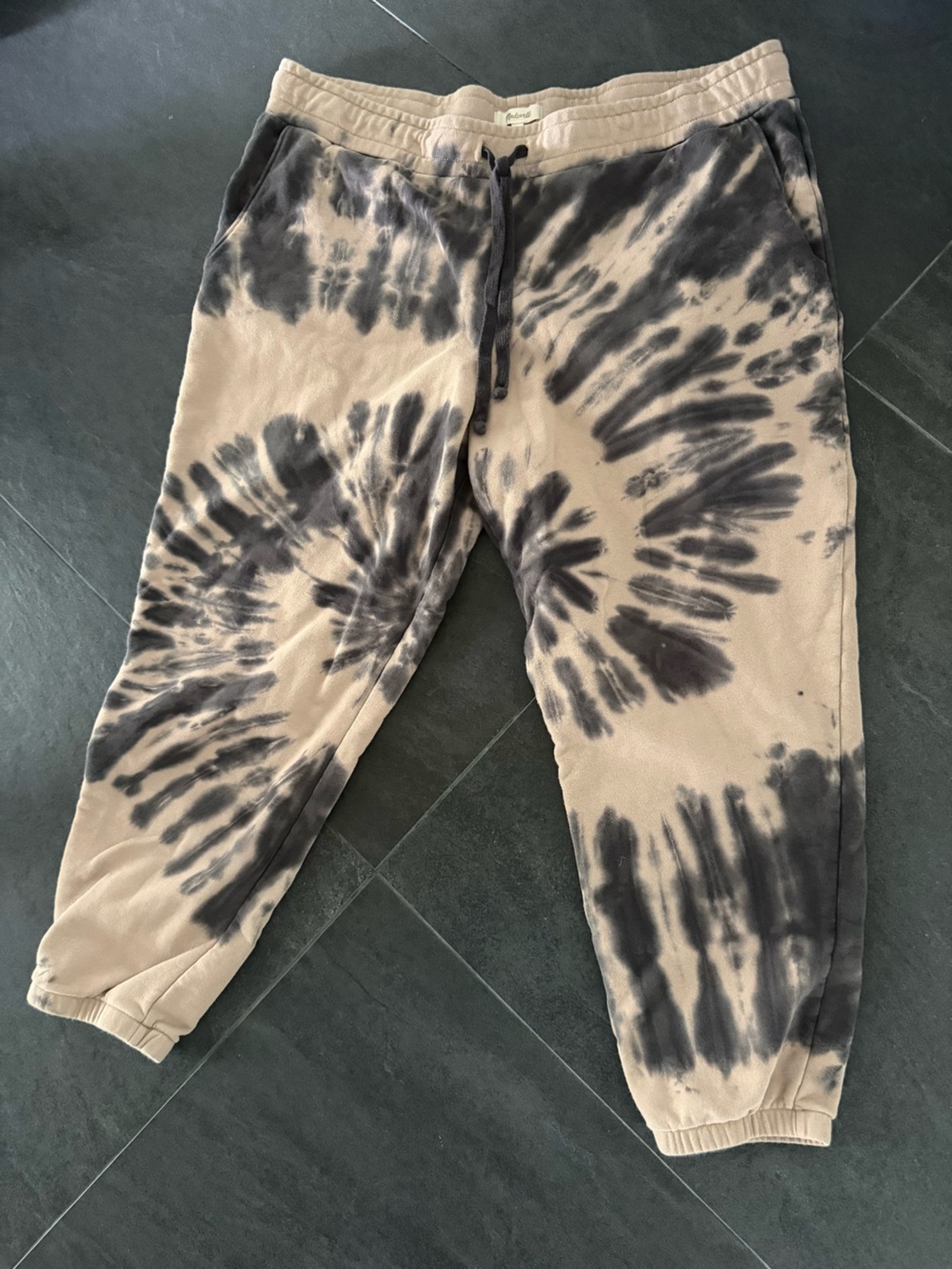 Madewell Tie-Dye Track Joggers in Beige and Charcoal